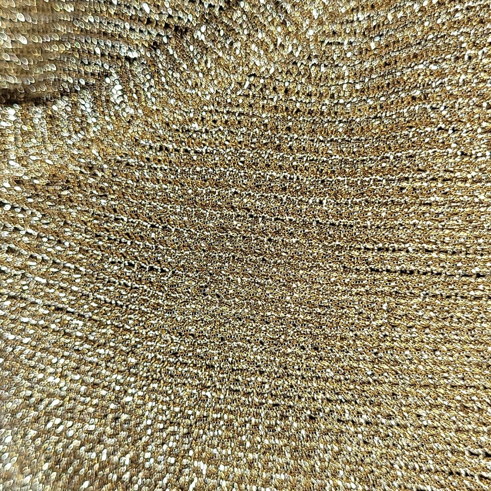 Chico's gold metallic pullover sweater crew neck cold shoulder 3/4 sleeve L EUC… - Picture 6 of 8